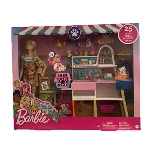 Barbie Pet Shop Set with Pink and Blue Accessories